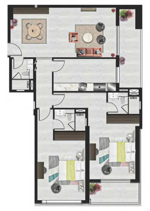 2 BR floor plan