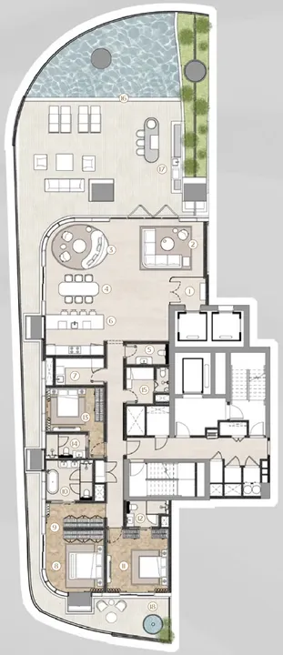 3 BR floor plan