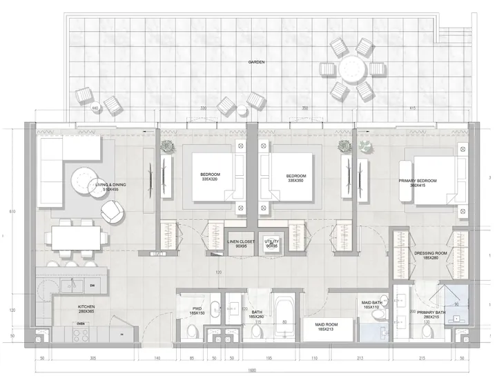 3 BR floor plan