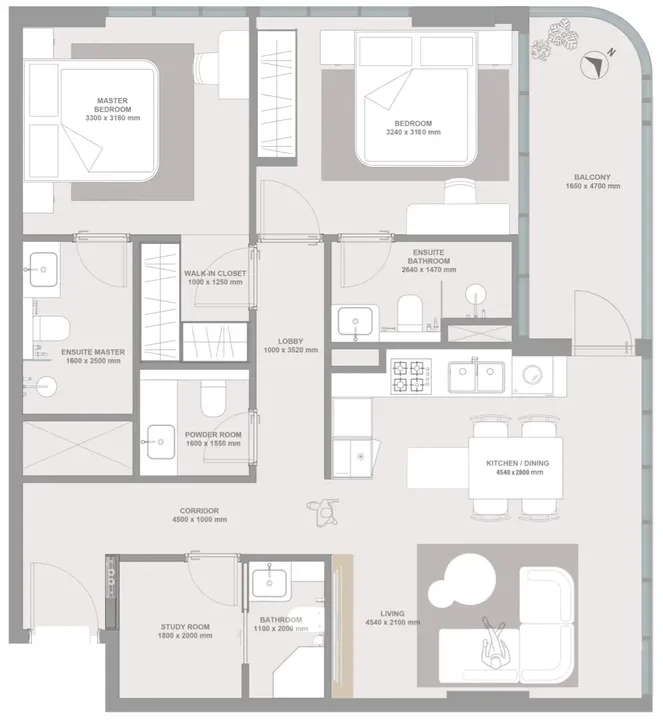2 BR floor plan
