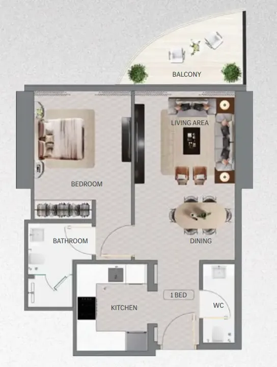 1 BR floor plan