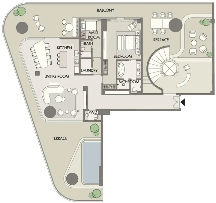 3 BR floor plan