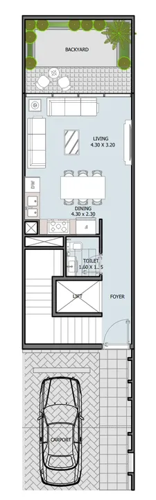 3 BR floor plan