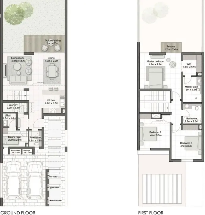 3 BR floor plan