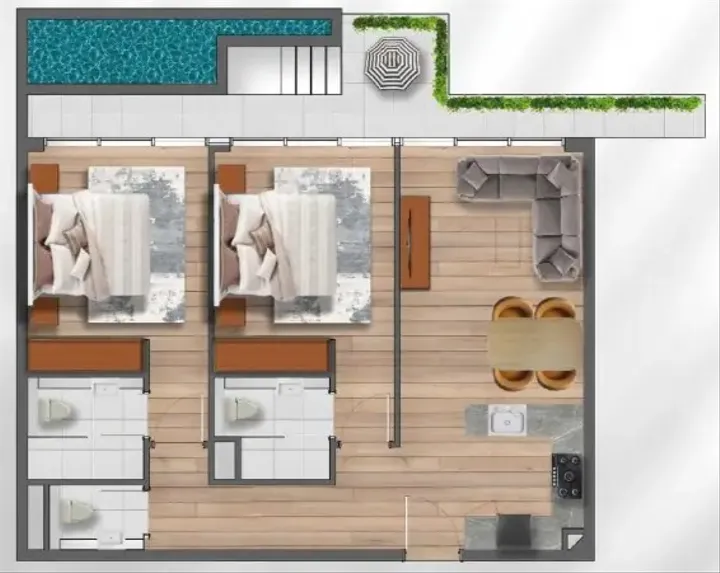 2 BR floor plan