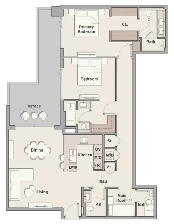 2 BR floor plan
