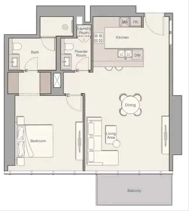 1 BR floor plan