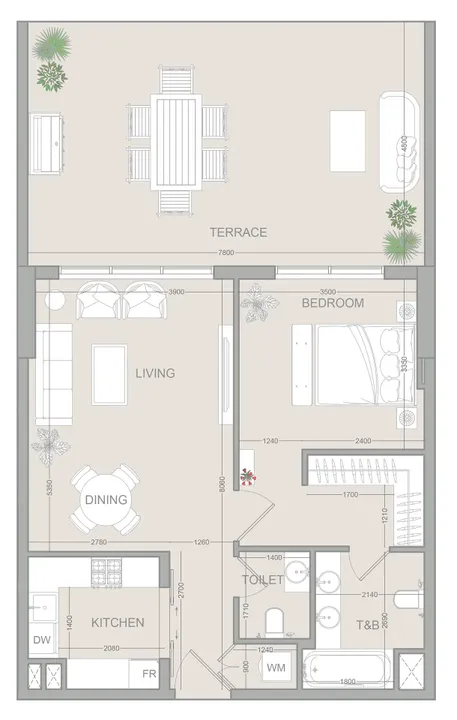 1 BR floor plan