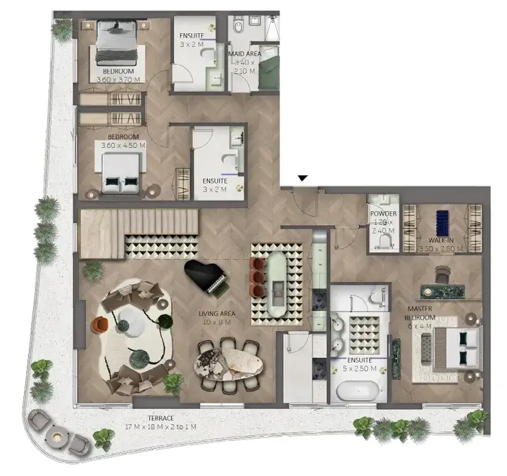 3 BR floor plan