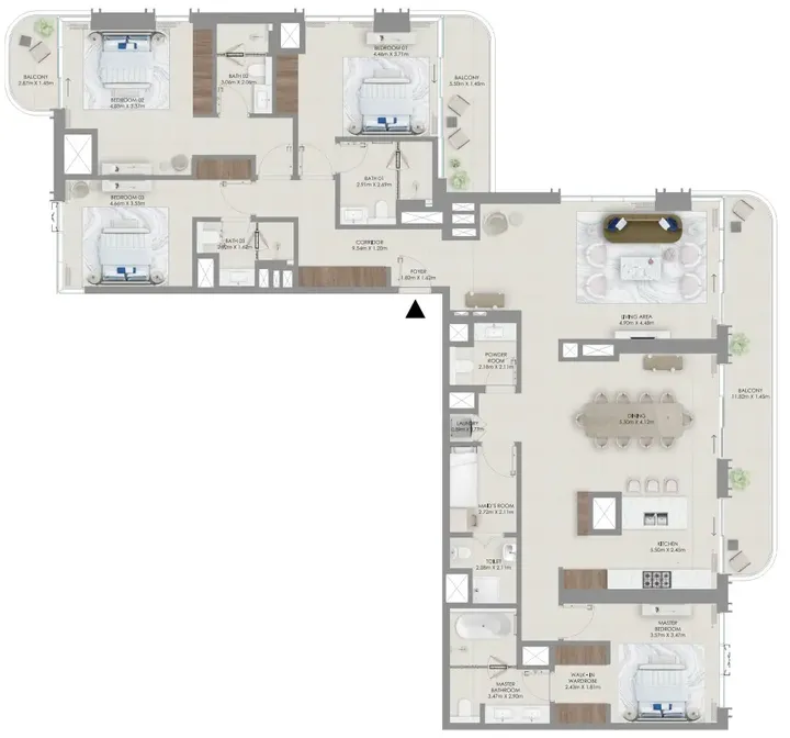 4 BR floor plan
