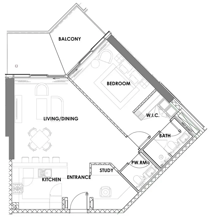 1 BR floor plan