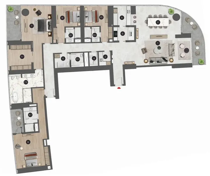 4 BR floor plan