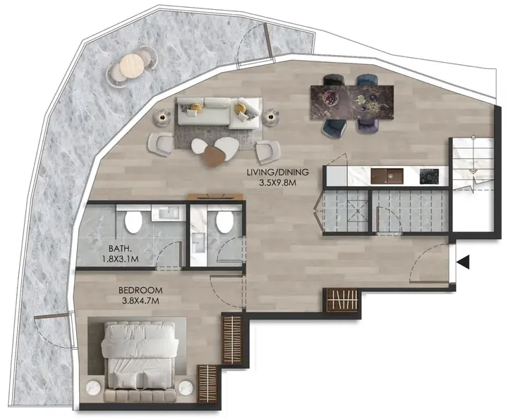 3 BR floor plan