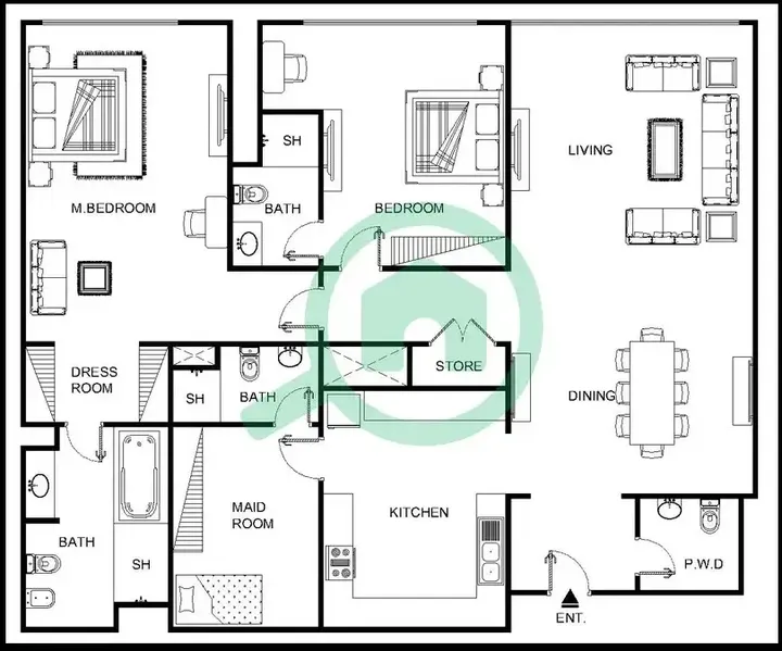 2 BR floor plan