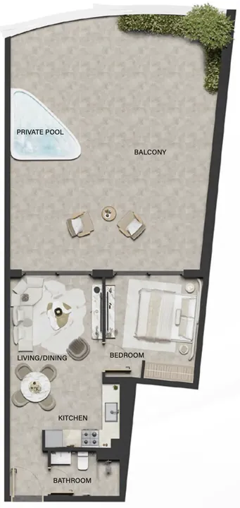 1 BR floor plan