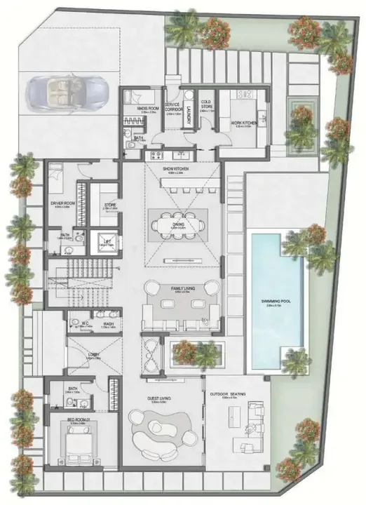 6 BR floor plan