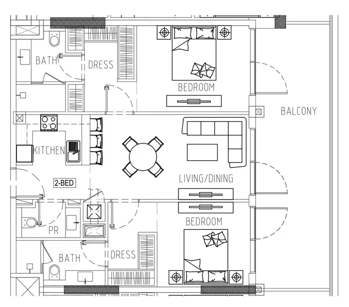 2 BR floor plan