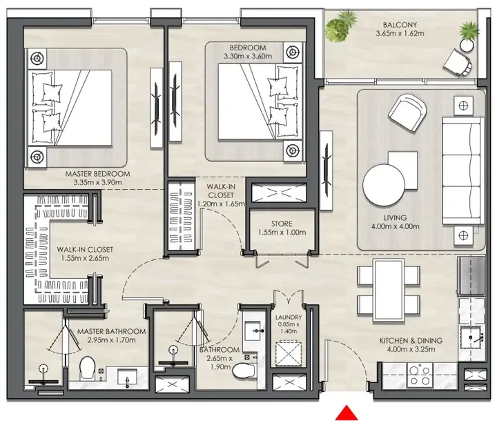 2 BR floor plan