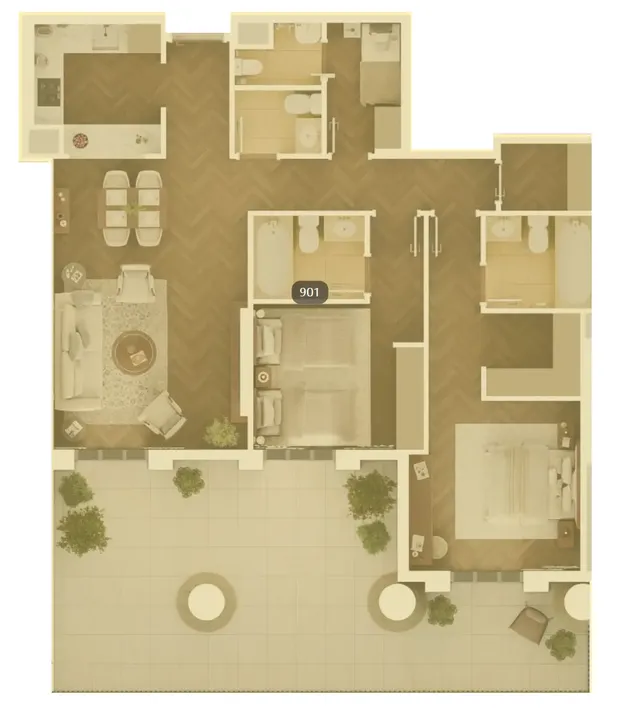 2 BR floor plan