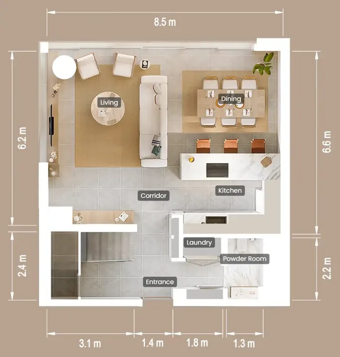 2 BR floor plan