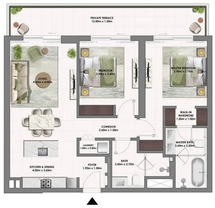 2 BR floor plan
