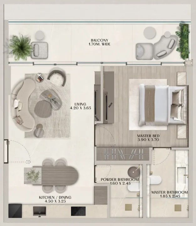 1 BR floor plan