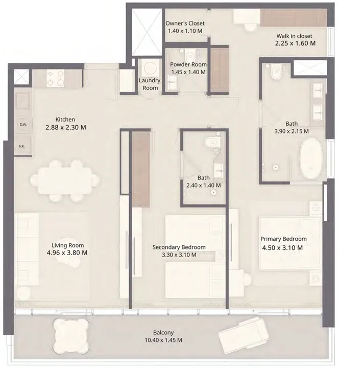 2 BR floor plan