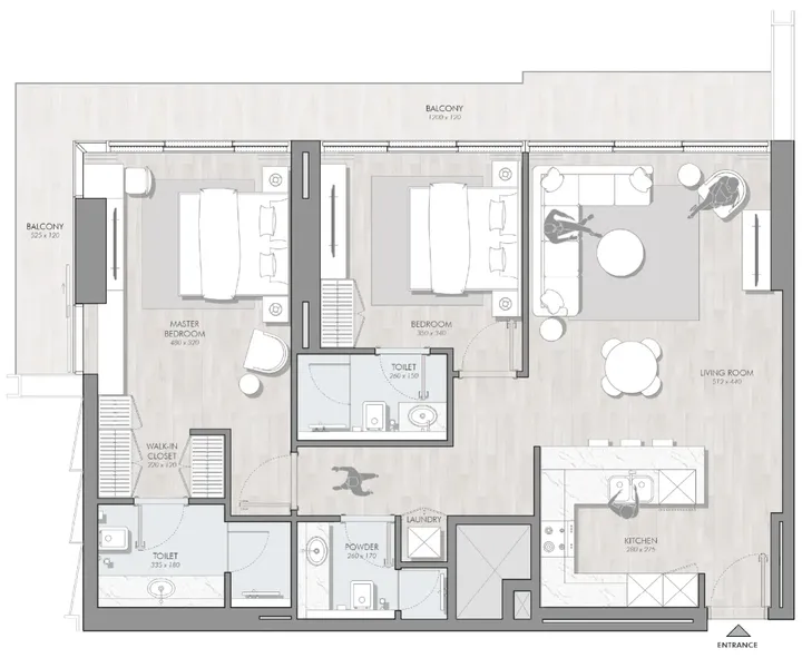 2 BR floor plan