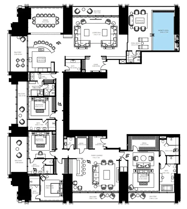 4 BR floor plan