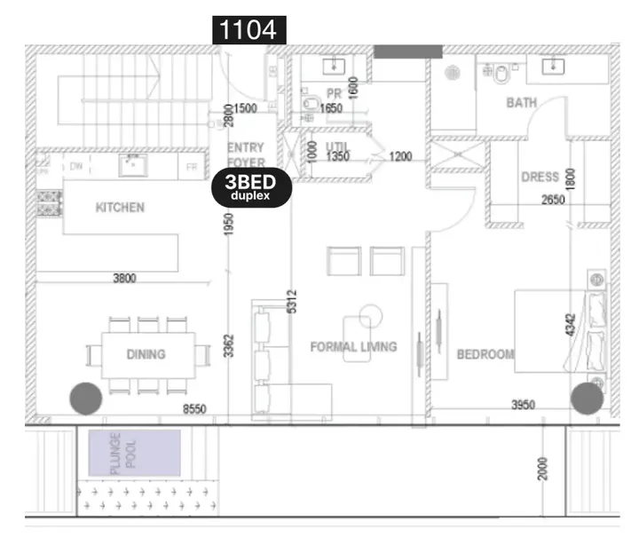 3 BR floor plan