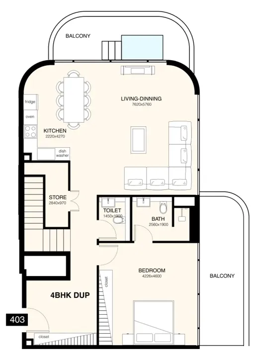 4 BR floor plan