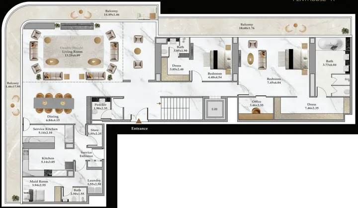 5 BR floor plan