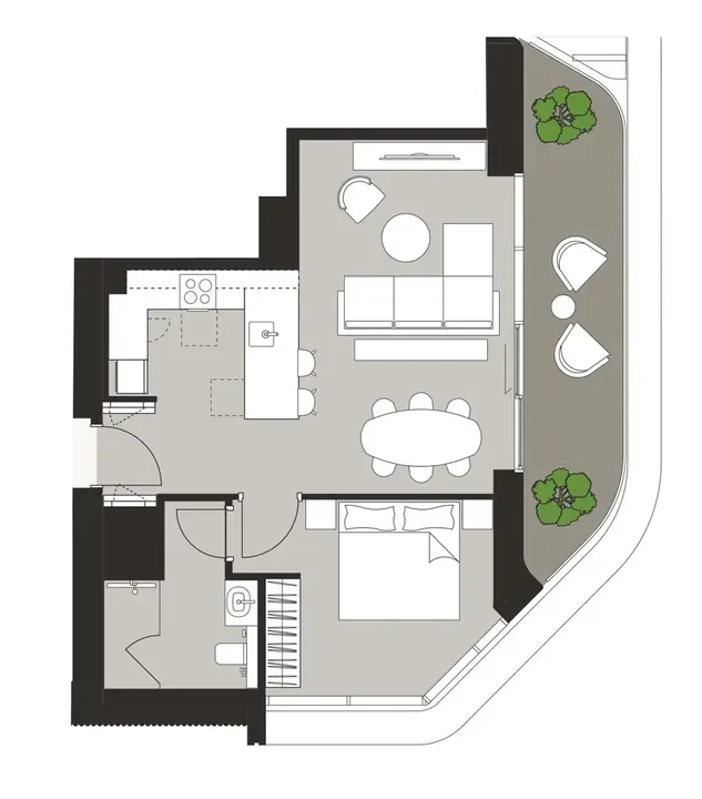 1 BR floor plan