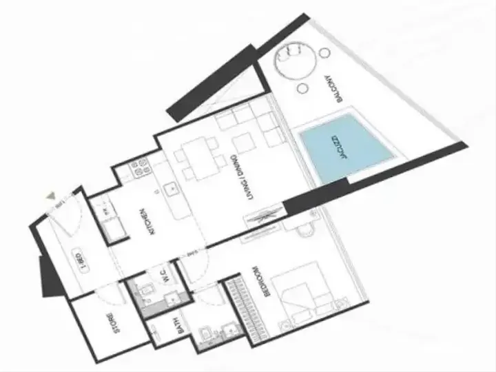 1 BR floor plan