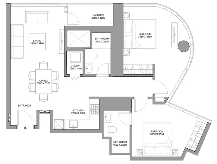 2 BR floor plan