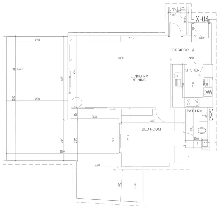 1 BR floor plan