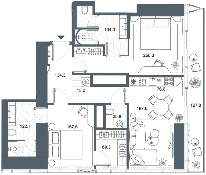 2 BR floor plan