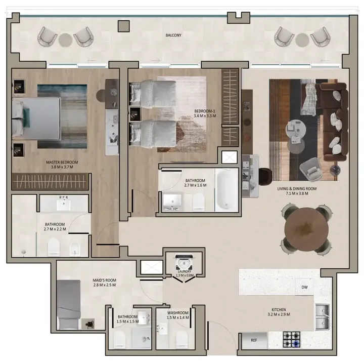 2 BR floor plan