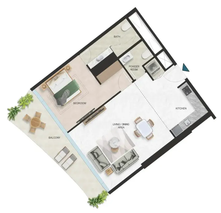 1 BR floor plan