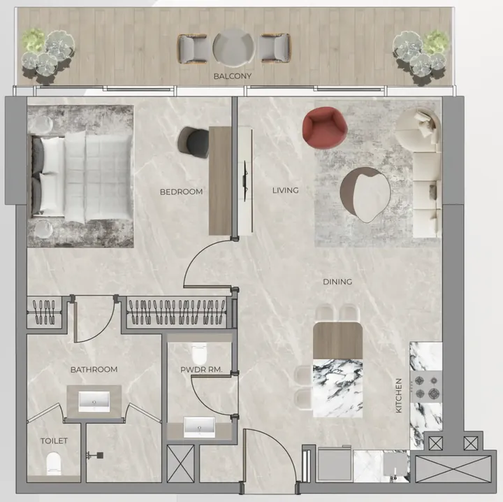 1 BR floor plan