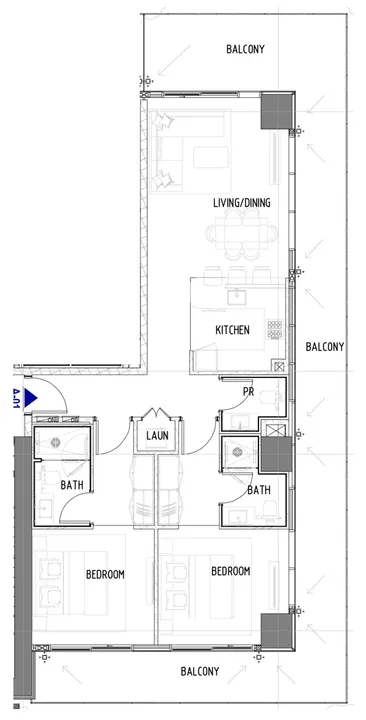 2 BR floor plan