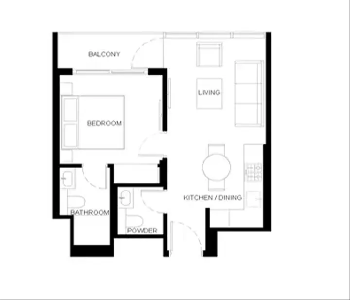 1 BR floor plan