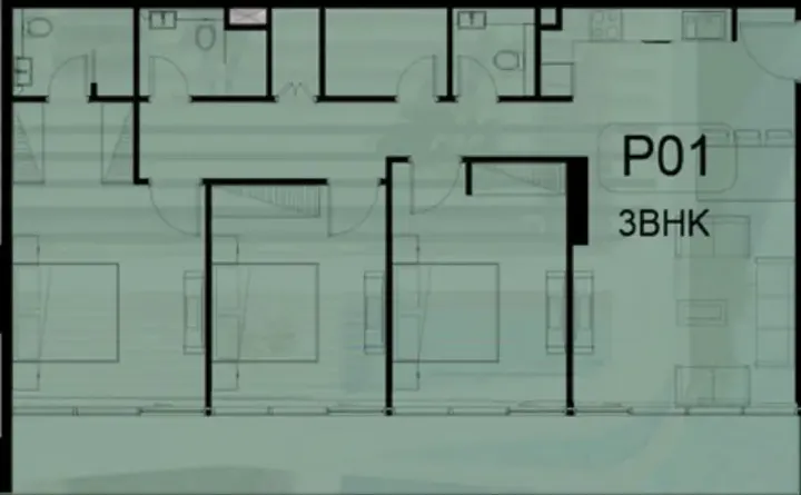 3 BR floor plan