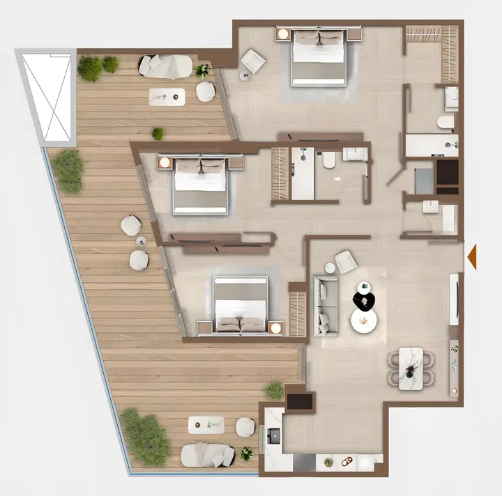 3 BR floor plan