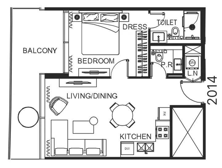 1 BR floor plan