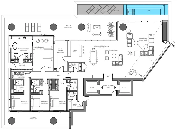 4 BR floor plan