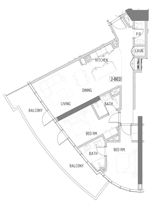2 BR floor plan