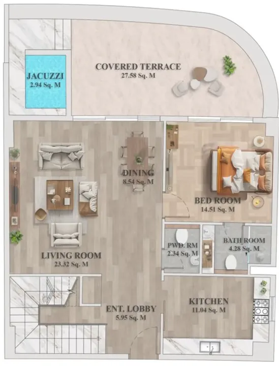 3 BR floor plan