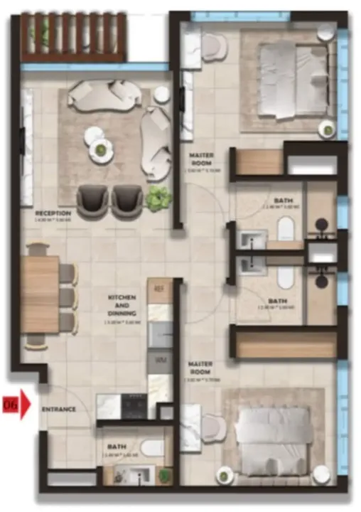 2 BR floor plan