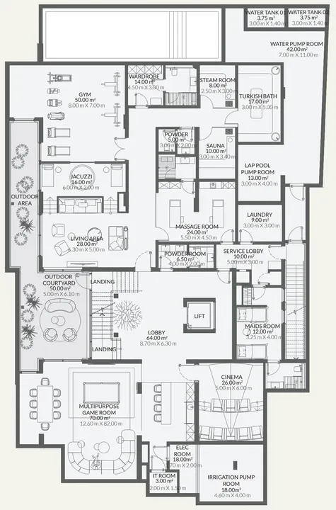 6 BR floor plan